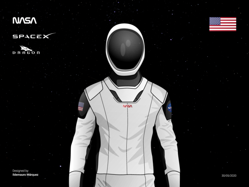 NASA - SpaceX Suit design designer dragon eeuu falcon illustration illustrator nasa rocket space space x spacex star suit united states vector