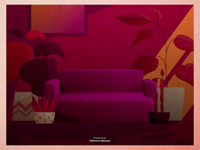 My Couch color concept couch illustration living plants sofa vector