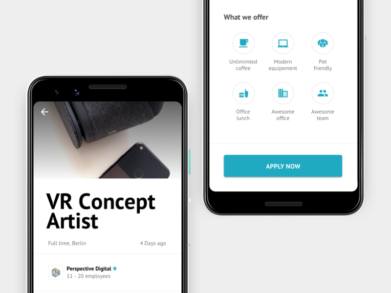 Job Offer post hero berlin ui clean mobile first job offer startup job board mobile
