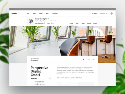 Heet.io • Job board — Company page berlin bright clean hero job board profile startup ui web design website