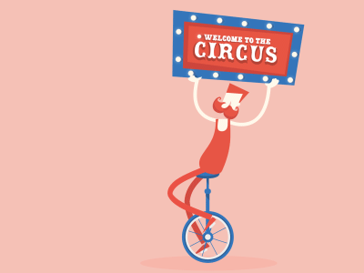 Welcome to the Circus 2d animation bike character circus gif loop unicycle