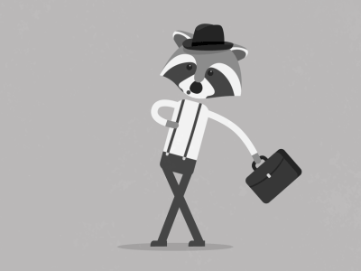 Going places! 2d animal animation character cycle gif raccoon walk