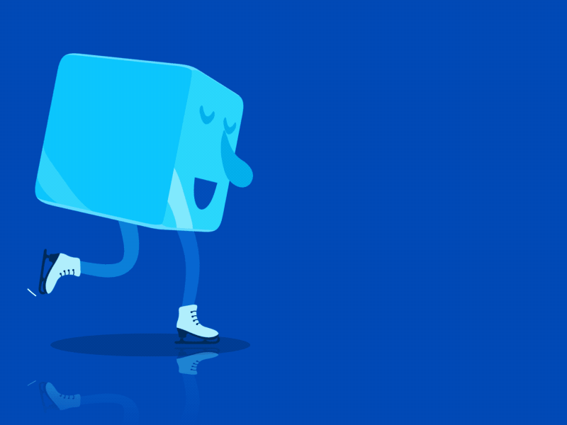 Ice, skating 2d animation character cube design gif ice illustration pun skating