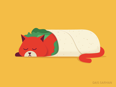 Des-purr-ito 2d animal bieber burrito cat character design despacito food illustration