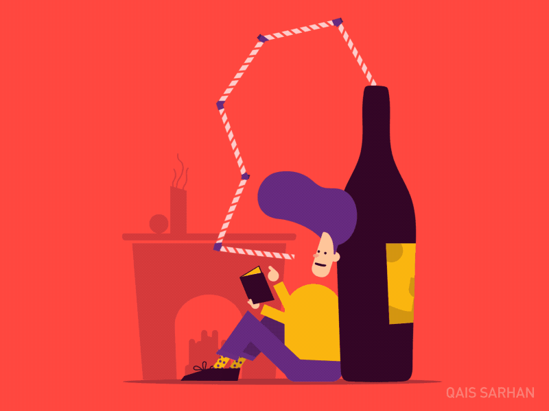 The weekend 2d animation character chill fire funny gif weekend wine