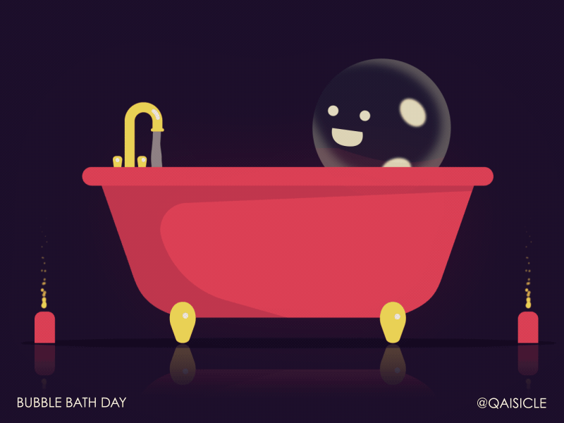 Bubble Bath Day 2d animation bath bubble candles character gif