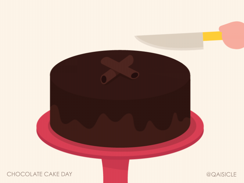 Chocolate Cake Day 2d animation cake character chocolate dessert eating gif knife