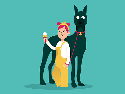 Great Dane 2d character child dane design dog ice cream illustration kid summer