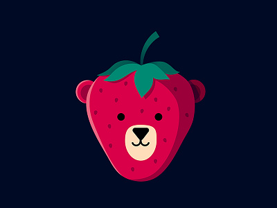 Strawbearry 2d animal bear character design illustration pun strawberry