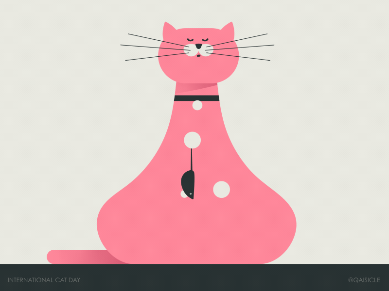 International Cat Day 2d animals animation cat character cute gif illustration kitten mouse pets