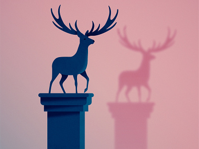 Day 29 - Double 2d antlers deer design illustration stag statue