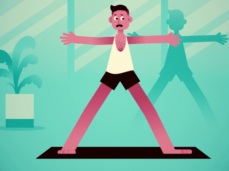 Yoga 2d animation character design funny gif illustration loop motion pilates sport stretching yoga