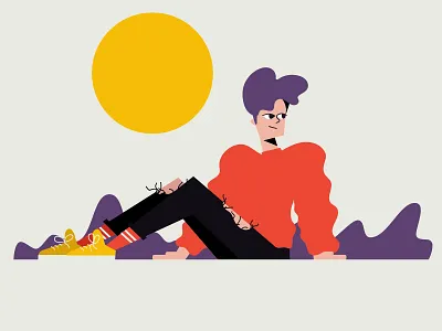 Ripped Jeans 2d character design illustration jeans jumper red summer sun vector