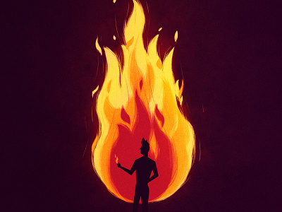 Arsonist 2d burn burning character design fire flames illustration man vector