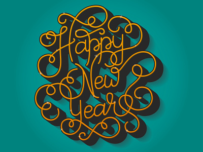 Happy New Year custom lettering design fancy font fancy lettering festive hand lettering happy new year illustrator