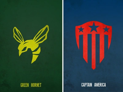 Minimal Posters blue captain america green green hornet illustration movies posters red vectors yellow