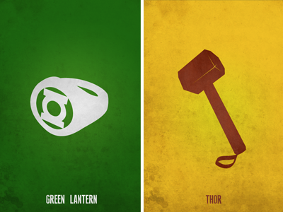 Minimal Poster 2 green hammer illustration movie ring thor vector yellow