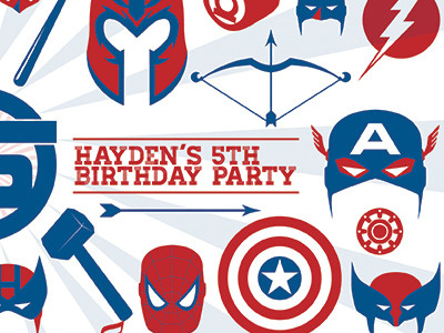 Hayden Invite Card birthday comics heroes invite