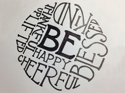 Be... blessed cheerful happy kind lettering thankful type uplifted