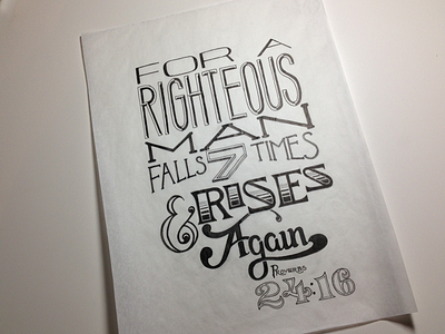 Rises Again bible lettering proverbs righteous script sketch type verse