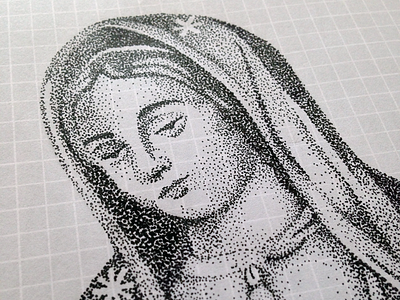 Lady Guadalupe WIP catholic christ dedication dots guadalupe lady pointillism stipple