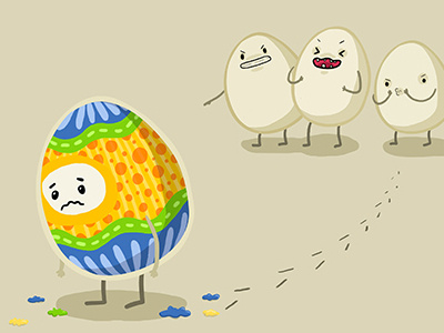 Funny easter eggs3 character easter egg humor illustration paint