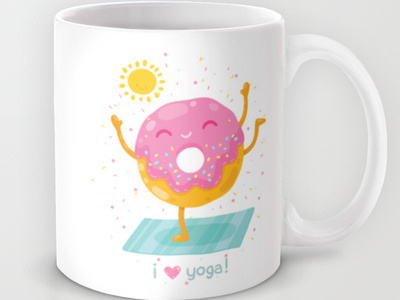 i love yoga character cute donut food health print sport sun sweet yoga