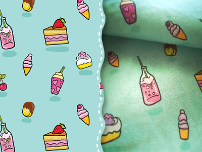 Yum Pattern Fabric cake cute fabric food icecream pattern print sweets textile