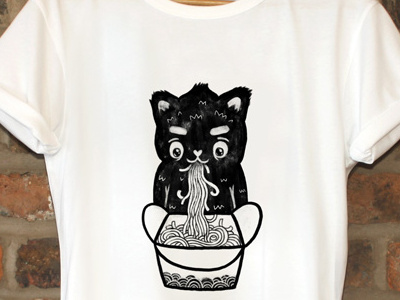 Noodle Cat cartoon cat character cute design doodle food illustration kitty noodle sketch tshirt