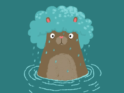 Bear & rain animal art bear cartoon character cute drawing drop illustration rain