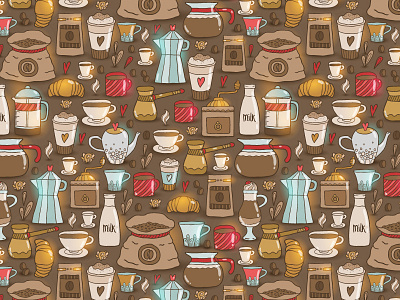 Doodle Coffee Pattern art background bean cappuccino cartoon coffee cute doodle illustartion pattern vector wallpaper