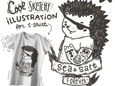 "Hedgehog sailor" - t-shirt print art character design hedgehog illustration mock up print shirt t shirt tattoo tee vector