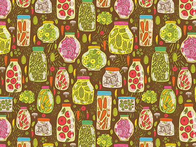 Autumn pickled vegetables autumn background cartoon cute fabric food pattern seamless textile vector vegetables wallpaper