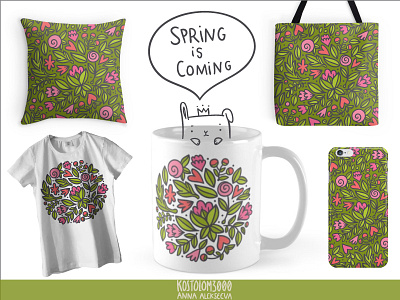 Spring Flowers apparel case decor design drawing home illustration iphone mug tee tshirt vector