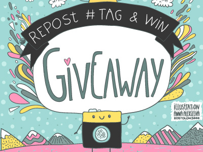 FREE "Giveaway" raster illustration 700x700 character cute doodle drawing free giveaway illustration instagram