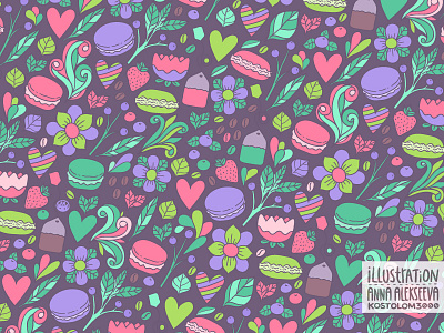 Macarons art cartoon design drawing illustration macaroon pattern seamless seamless pattern tea vector wallpaper