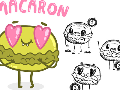Macaron Character art character cute doodle drawing food illustration macaron macaroon sketch sticker vector