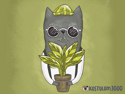 Leon cat design fanart illustration leon plant sketch