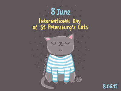 International Day of St. Petersburg’s Cats animal art cartoon cat cute design drawing hand drawn holiday illustration postcard vector