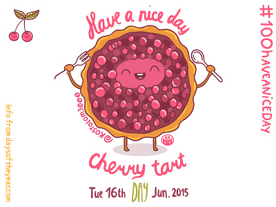 Cherry Tart Day art berry cartoon character cherry design drawing food fruit hand drawn illustration vector