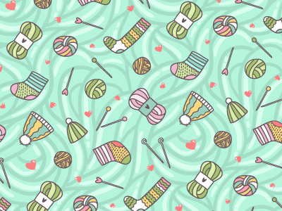 Knitting seamless pattern background cartoon cute illustration knitting pattern seamless tile vector wallpaper yarn