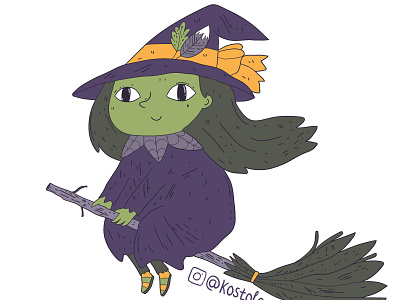 Cute witch for Halloween 2016 art cartoon character clip drawing halloween illustration postcard shutterstock vector witch