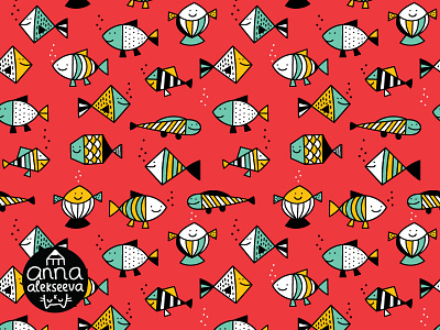 Fish pattern background cartoon decoration doodle fabric fish illustration kids ocean pattern textile vector
