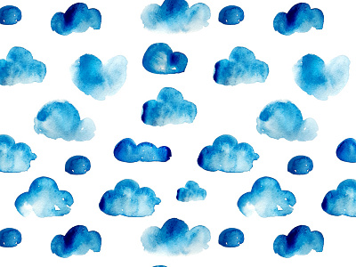 Watercolor Clouds pattern cartoon design drawing fabric kids nature pattern sky textile watercolor