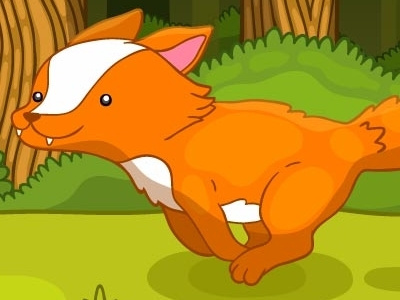 Fox animal app cartoon character cute forest fox game kids summer vector
