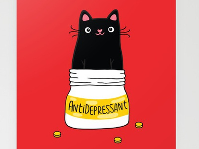 Blact cat. Fur Antidepressant