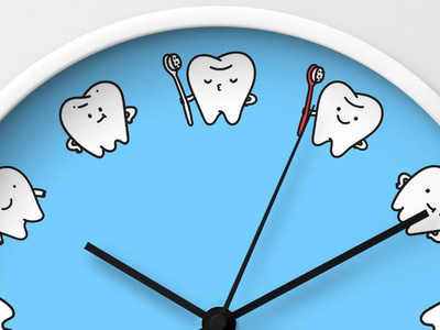 Teeth Family Wall Clocks cartoon clocks dentist health kids medicine society6 teeth tooth toothbrush