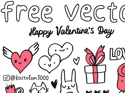 FREE Valentines sketch Set cat clip art free freebie holiday icons illustration sketch valentine valentines vector