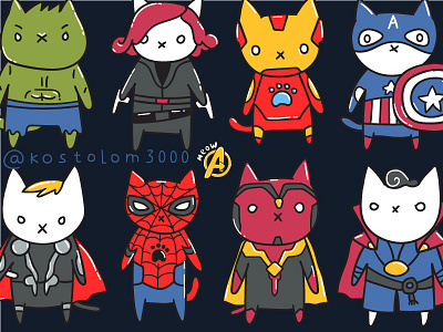 Meowengers. Avengers Cats avengers cats comics fanart hulk kitty marvel spider thor