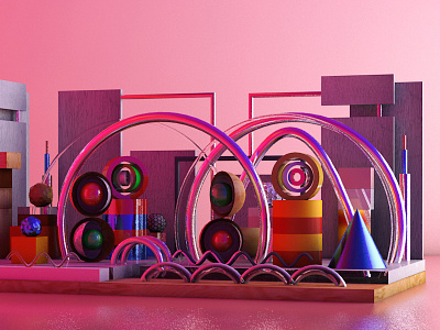 playground. 3d 3dart abstract cgi circles colorful digitalart geometry render shapes texture